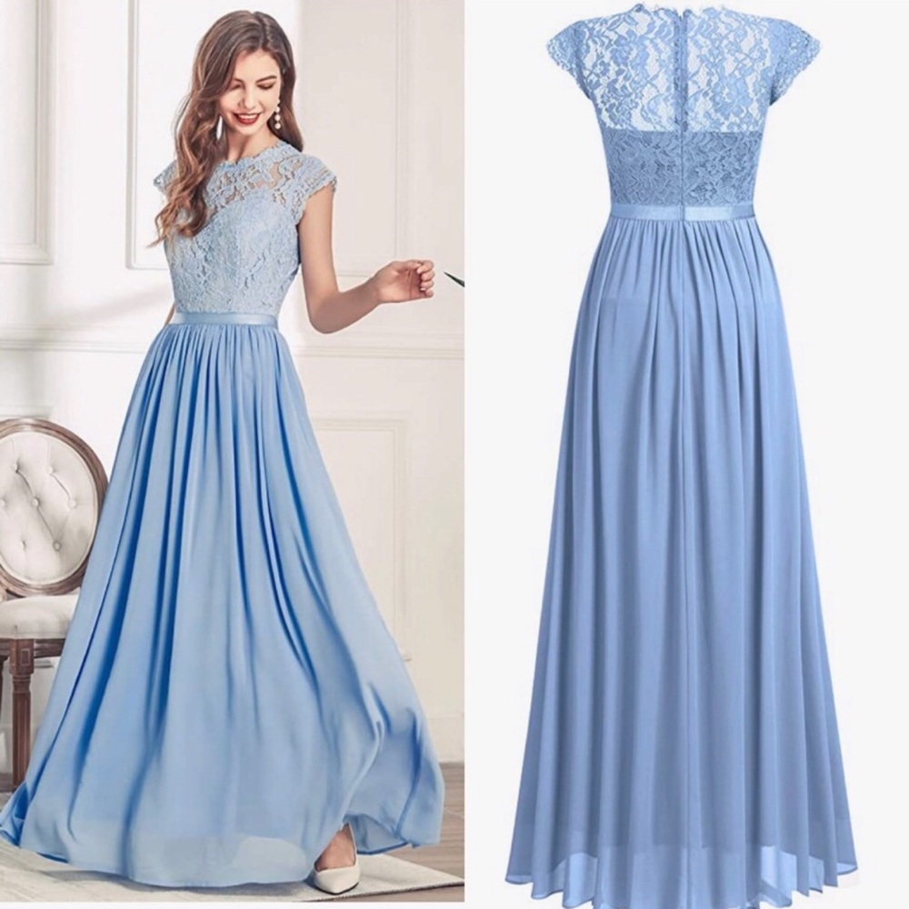 long formal dress 
Bridal/prom/wedding
Blue lace - Picture 7 of 9